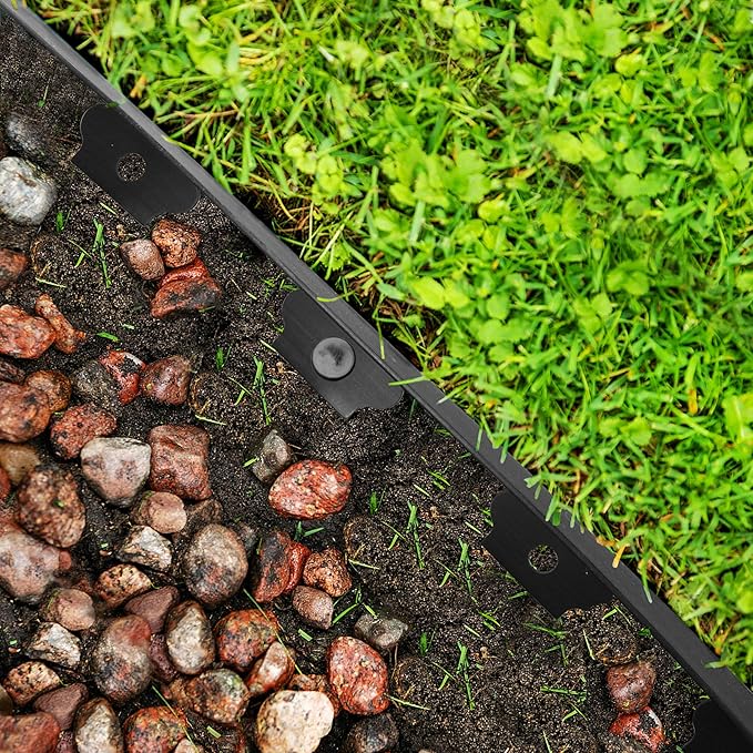 Gardzen 1.5" x 60' Landscape Edging Kit, Garden Edging Coil Comes with 60 Pcs Spikes, No Dig Lawn Border Design