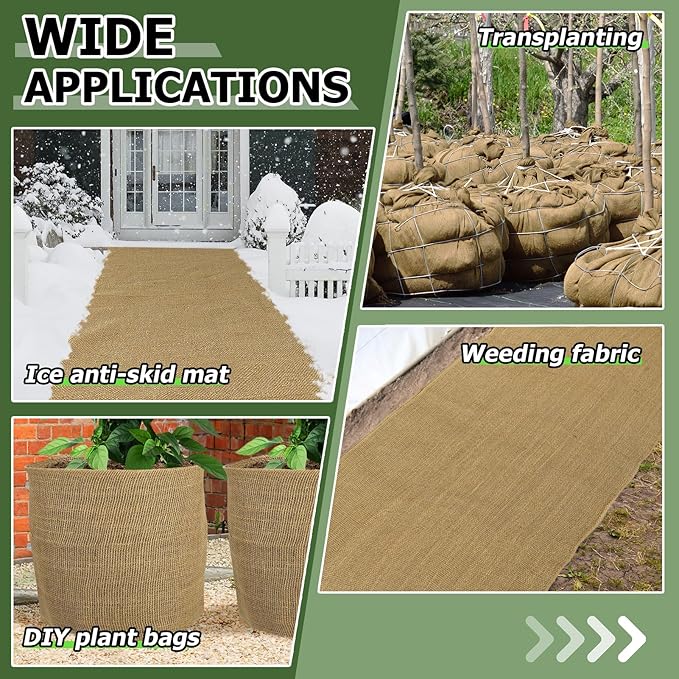 ANPHSIN 75ftx40in Large Burlap Plant Covers Freeze Protection - Winter Frost Blankets Cloth Natural Burlap Fabric Roll for Outdoor Bushes Trees Potted Plants Cold Weather