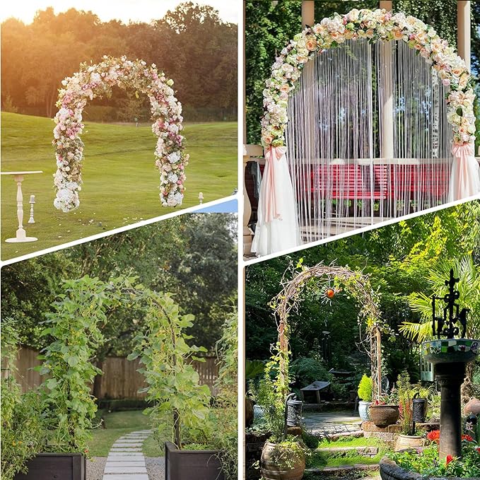 Thickened Tube Garden Arch, Wedding Arch- 4.6 * 7.8 or 6.4 * 7.5Ft, Easy to Assemble, Long Lasting and Durable, Metal Arch for Garden Arbor Trellis & Climbing Plant