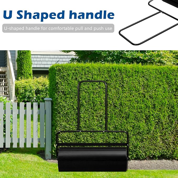 VINGLI Lawn Roller Water Filled Pull Behind 36inch Garden Drum Roller Push/Tow Behind, Water/Sand Filled Roller for Garden, Lawn, Backyard (Black)