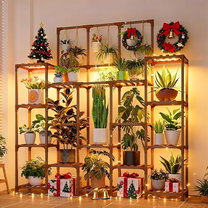 Plant Stand Indoor with Grow Light 14 tiers Large Plant Shelf for Indoor Plants Display Heavy Duty Plant Rack for Living Room Patio Decor