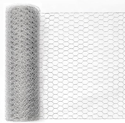 Sliver Chicken Wire 48 inch(H) x 100 ft(L), Anti-Rust Hexagonal Galvanized Metal Garden Netting for Floral Arrangements, Powder Coated Chicken Wire Coop for Crafts Plant Protector Pet Rabbits Fencing