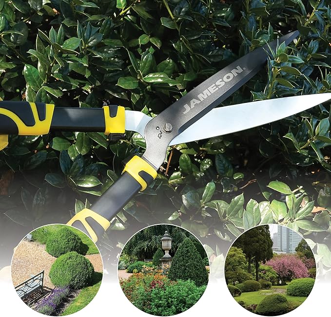 Jameson Heavy-Duty Hedge Shears – 23″ with Ultra-Sharp Non-Stick Blades, Lightweight Aluminum Frame, and Shock-Absorbing Grip