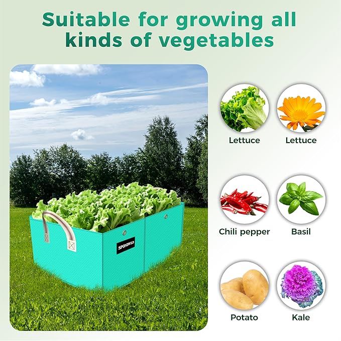 Rectangle Grow Bags - 2 Pcs 10 Gallon Pots Compatible Potato Planter, PE Rectangle Planter for Growing Fruit and Vegetables, Green