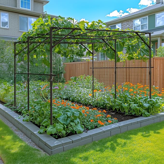 DoCred Large Garden Arch Trellis for Climbing Plants, 79'' H x 79'' L x 79'' W Outdoor Grape Vine Trellises Arch Arbor Gazebo, Grape Trellis for Courtyard and Garden Decoration, Black