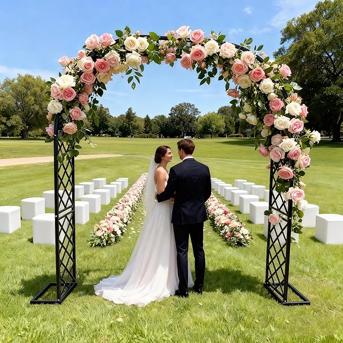 Metal Garden Arbor, Heavy Duty Metal Garden Arch Trellis for Climbing Plants, Decorative Archway Wedding Arch Frame for Patio, Backyard, Patio, Lawn, Pathway, Black