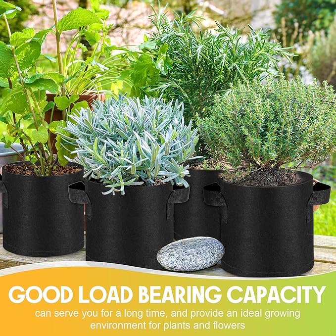 Nuanchu 36 Packs 2 Gallon Grow Bags Bulk Aeration Fabric Pot with Handles Thickened Nonwoven Garden Bags to Healthy Root Growth Vegetables Heavy Duty Grow Pots Planting Bag Planter for Flower Fruits