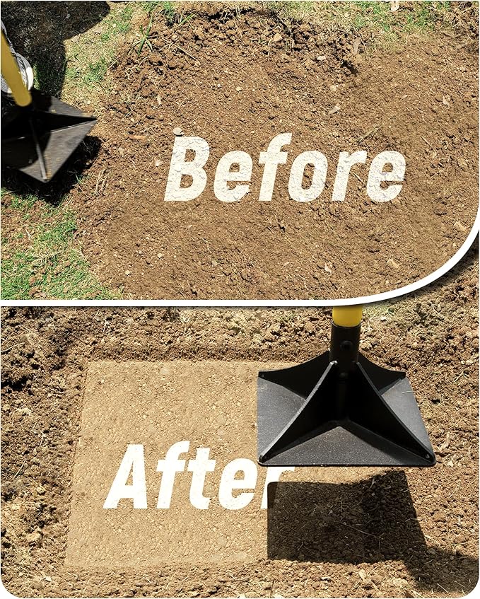 8"x8" Steel Tamper with 48" Handle, Heavy Duty Hand Compactor Tool for Leveling Soil, Gravel, Sand, Asphalt, Ground, Paver, Driveway, Garden, Yard, and Blacktop Repair