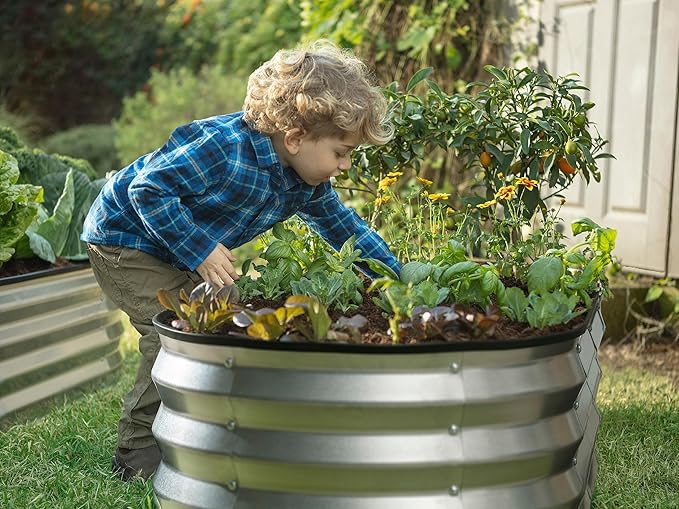 Galvanized Raised Garden Bed Outdoor // 4×2×1 ft Planter Boxes Raised Beds for Outdoor Plants, Vegetables, Gardening // Large Metal Raised Garden Bed Kit (Silver)