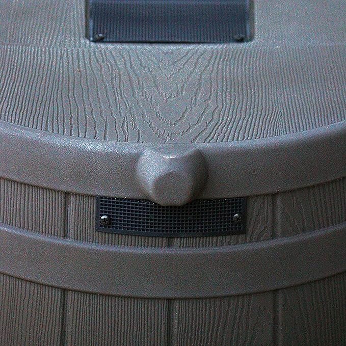 Good Ideas 50 Gallon Large Faux Wood Plastic Rain Water Barrel Collector with Brass Spigot for Rainwater Collection and Storage, Oak, 2 Pack