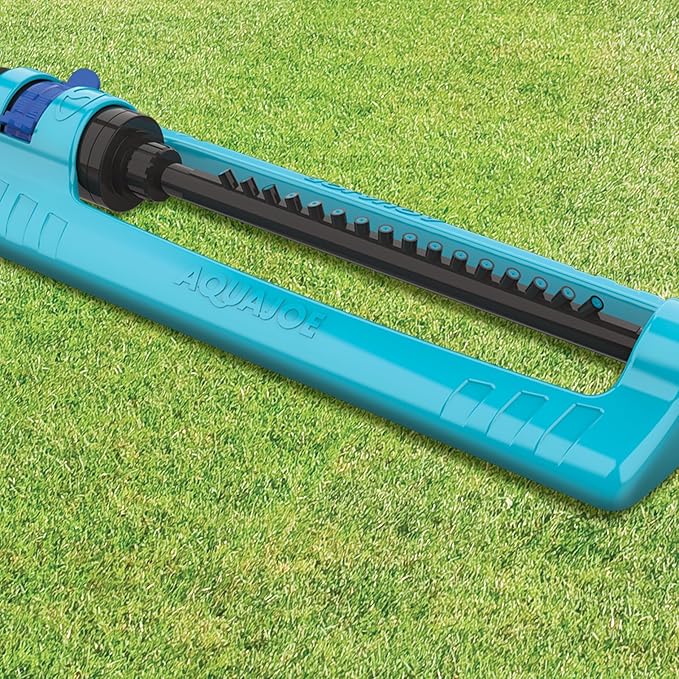 Aqua Joe SJI-OMS16 Indestructible Oscillating Sprinkler with Adjustable Spray and Metal Base, 3600 Sq. Ft. Coverage Max, 70-Foot Spray Distance Max, and 37.8-Foot Spray Width Max