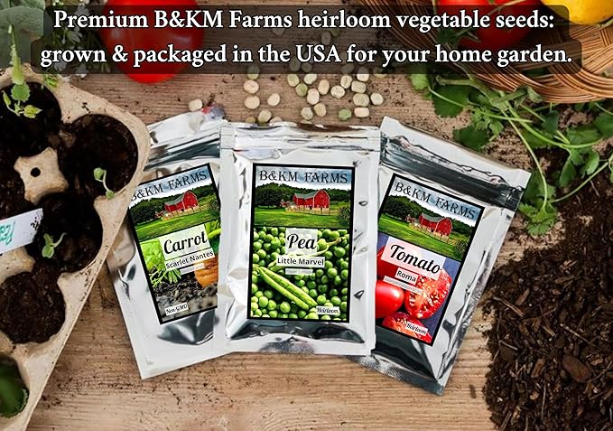 B&KM Farms 25,000+ Survival Seed Kit 5+ Year Supply. 40 Fruit & Vegetable Non-GMO Heirloom Seeds for Planting a Home Garden. Secure Emergency Weather-Proof Bucket
