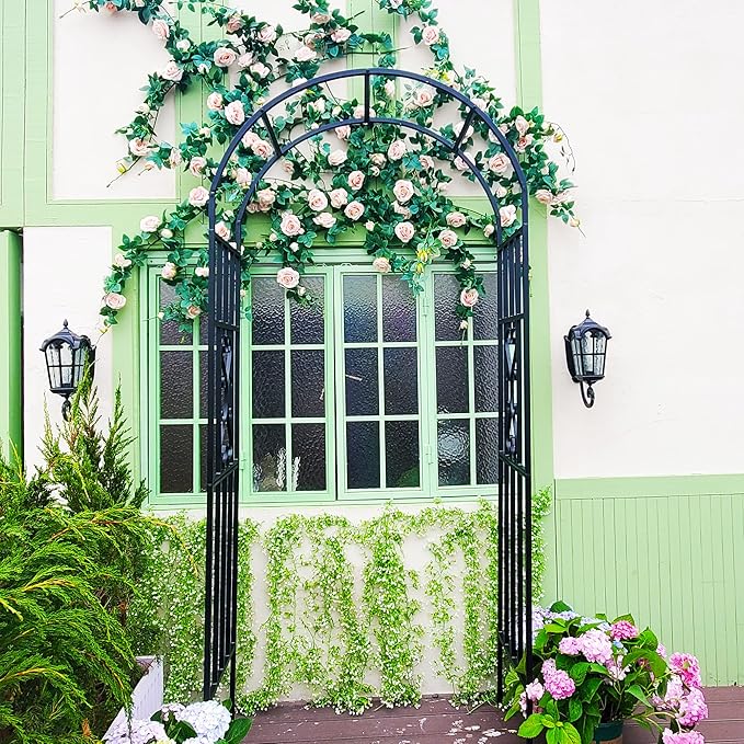 Metal Pergola Arbor, 100" H x 45" W Garden Arch Archway for Wedding Ceremony Party Curved Iron Plants Trellis Stand Use for Outdoor Garden Climbing Plants