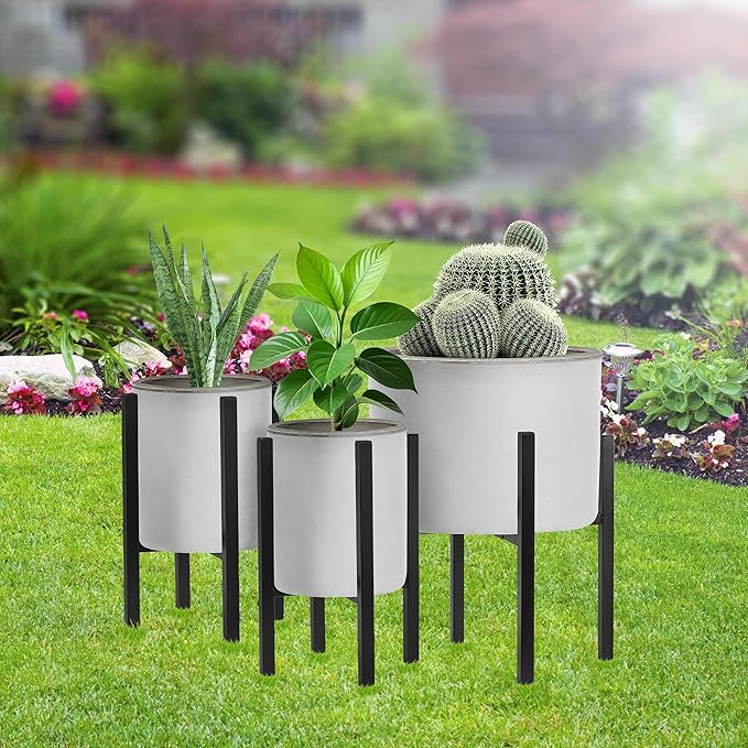 Sorbus Adjustable Metal Plant Stand – Mid Century Style Flower Pot Holder, 10 to 16 Inches Planter Stand for Modern Home Décor, Houseplants – Plant & Pot NOT INCLUDED (Black, 1 Pack)