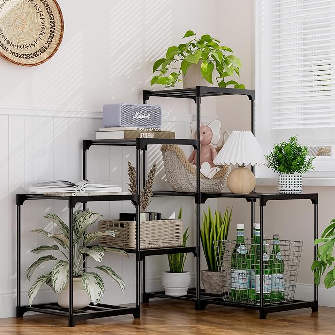 Plant Stand Indoor Plant Shelf Outdoor Metal Plant Rack for Multiple Plants 9 Pots Ladder Plant Pot Holder for Living Room Patio Garden Home Decor