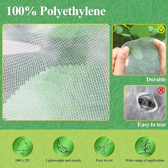 2 Pack Garden Netting 8 x 24Ft JORKING Plant Cover Ultra-Fine Garden Mesh Netting Protection from Mosquito Bird Pest Barrier Net Row Cover Protection for Plant, Fruit, Vegetable and Flowers
