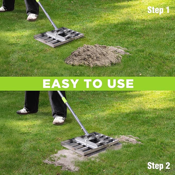 WORKPRO Lawn Leveling Rake, Heavy Duty Leveling Rake with 17” x 10” Ground Plate, Yard Leveling Rakes with 6FT Adjustable Handle, Metal Lawn Leveler for Garden, Backyard, Golf Course, Farm, Pasture