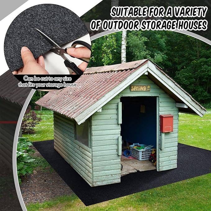 Haull Outdoor Storage Shed Floor Moat Waterproof Outdoor Carport Mat Thickened Soft Patio Furniture Pad Washable with Non Slip Backing, Storage Shed Not Included(8 x 15 ft)