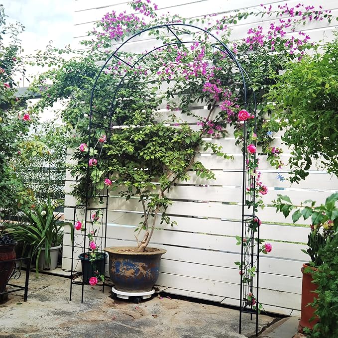 Giantex Garden Arch Trellis - 7.9 ft Metal Arbor Pergola for Climbing Plants Rose Clematis Vines, Wedding Archway Arbour for Party Ceremony Backdrop Stand Outdoor Garden Yard Lawn Decoration
