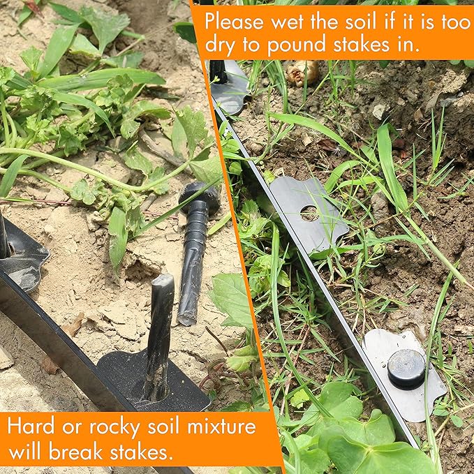 Gardzen 1.5" x 33' Landscape Edging Kit, Garden Edging Coil Comes with 40 Pcs Spikes, No Dig Lawn Border Design