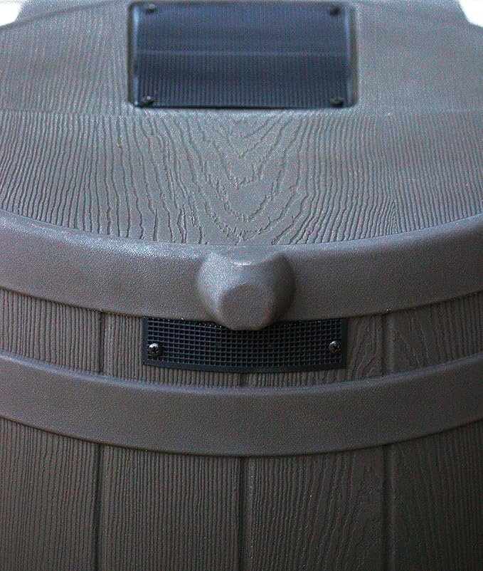 Good Ideas Rain Wizard Water Collection Plastic Barrel, Oak, 50 Gallon - Linkable Flat-Back Faux Wood Rainwater Catcher Storage Drum w/ Robust Metal Spigot & Fine Mesh Screen
