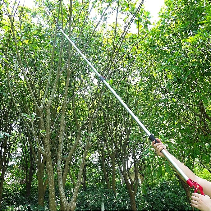 5.6-13 Foot Extendable Tree Pruner, Cut and Hold Pruning Trimmer, Long Reach Pole Saw, Telescoping Fruit Picker, Branches Bypass Lopper