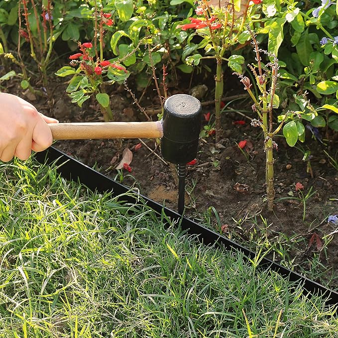 Gardzen 1.5" x 33' Landscape Edging Kit, Garden Edging Coil Comes with 40 Pcs Spikes, No Dig Lawn Border Design