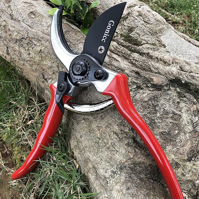 gonicc 8" Professional Sharp Bypass Pruning Shears(GPPS-1002) and Adjustable 33"+ 13" Hedge Shears. Tree Trimmers Secateurs,Hand Pruner, Garden Shears,Clippers for The Garden.