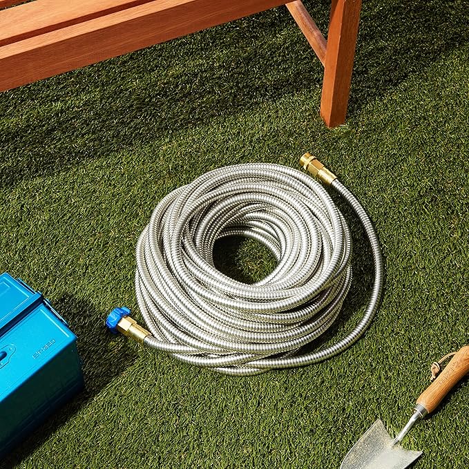 Tardigrade Metal Garden Hose 100 FT, Heavy Duty 304 Stainless Steel Water Hoses, Unmatched Durability, Flexible, No Kink & Tangle, Lightweight, Pet & Rust Proof for Outdoor Lawn Yard