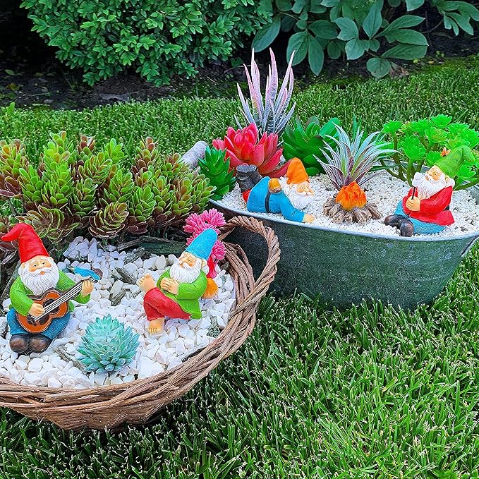 Mood Lab Miniature Garden Gnomes - Camping Gnome Kit of 5 pcs - Figurines & Accessories Set - Outdoor or House Decor